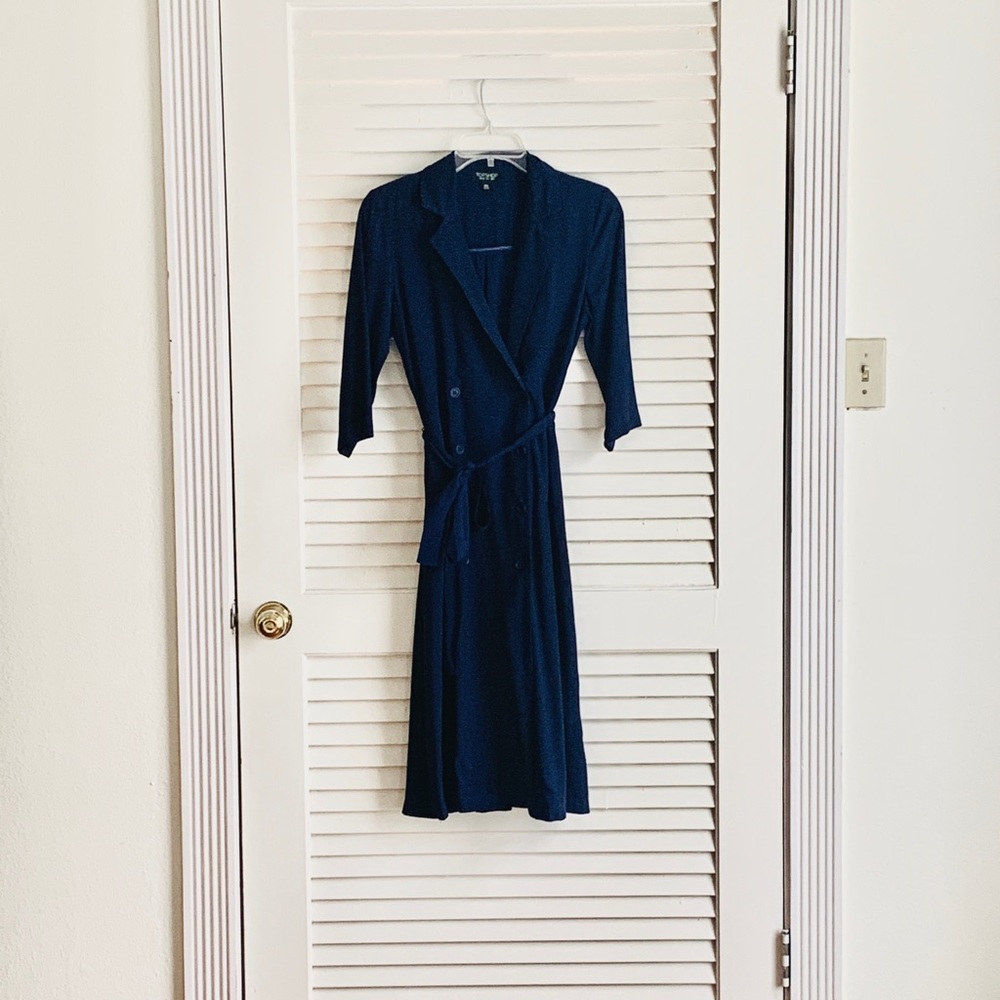 Topshop Midi Navy Blue Dress